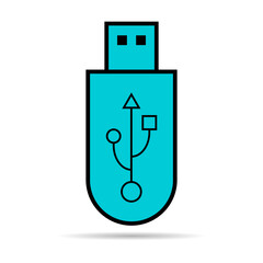 USB icon technology with shadow, connect device sign, electronic portable symbol ,vector illustration media