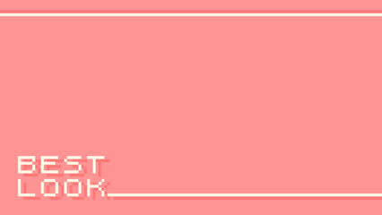 Pink Pixel Art Text with Border Frame, Simple Flat Style
