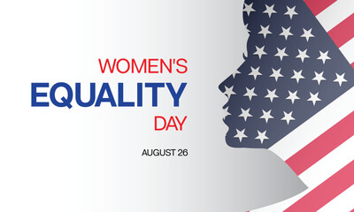 Women's Equality Day design with a women portrait masked with an American flag. Vector illustration