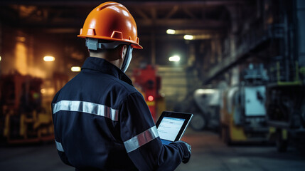 A safety officer using a tablet to monitor real-time safety data Generative AI