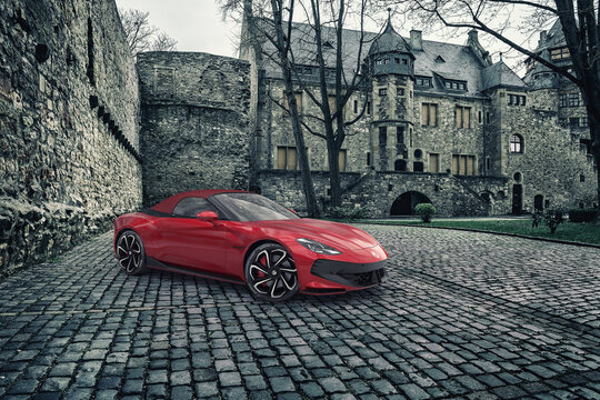 mg cyberster full electric roadster car red 2024 3d render
