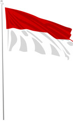 the flag of the republic of indonesia fluttering with its pole at the independence ceremony