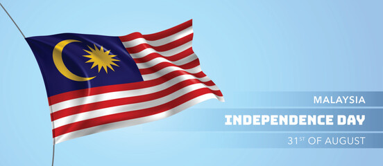 Malaysia happy independence day greeting card, banner vector illustration