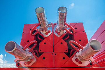 Red formwork elements for elevator shafts