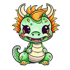 Fototapeta premium Small, cute green dragon - a symbol of the new year 2024