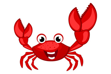 red crab cartoon character. vector illustration - obrazy, fototapety, plakaty