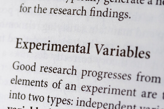 close-up of the scientific research term Experimental Variables on paper background