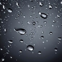 Drops of pure water, rain isolated on dark gray background