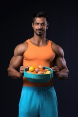 Fit and Muscular Man Holding a Fruit Bowl Fictional Character Created By Generative AI