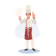 Full Length Smiling Male Chef Character Giving Thumb Up. chef Giving Approval Gesture. Flat vector cartoon illustration
