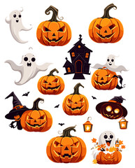 orange pumpkin and  ghost funny and cute halloween graphic