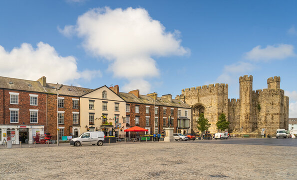 Castle Square in Caernarfon on the Menai Strits Wales