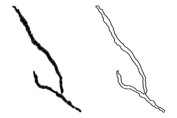 Lake Takla (Canada, North America) map vector illustration, scribble sketch map