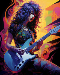 Obraz premium Woman guitarist in action