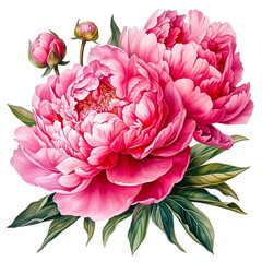 Beautiful pink peony in pencil color png clip art