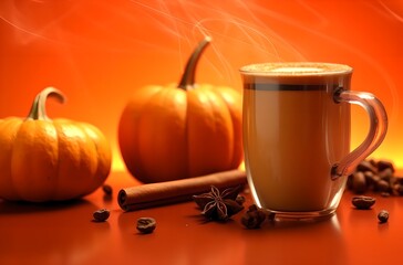 Pumpkin spice coffe cup, generative ai