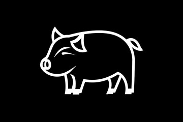 Fototapeta premium Black and white pig minimalist logo design