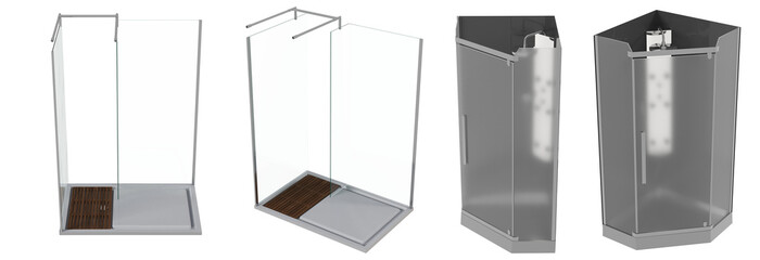 shower cabin isolated on transparent background, 3D illustration, cg render