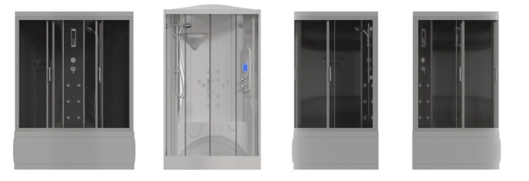 shower cabin isolated on transparent background, 3D illustration, cg render