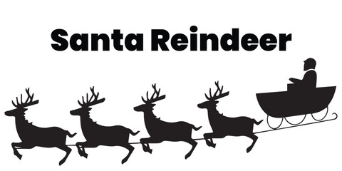 Santa Reindeer Christmas silhouette vector illustration 