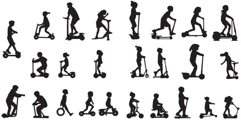 Black Silhouettes Riding a scooter  silhouette vector illustration © SilhouetteStore