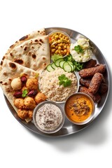 Fototapeta na wymiar Diverse Plate of Indian and Middle Eastern Food