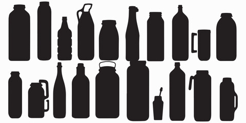 Different Type Of bottle silhouette vector collection