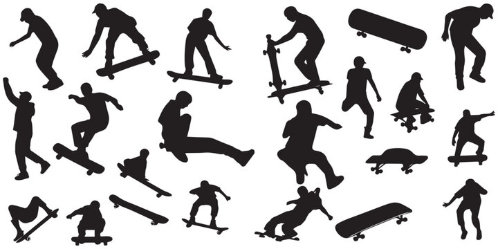 Boy Skating Silhouette vector collection
