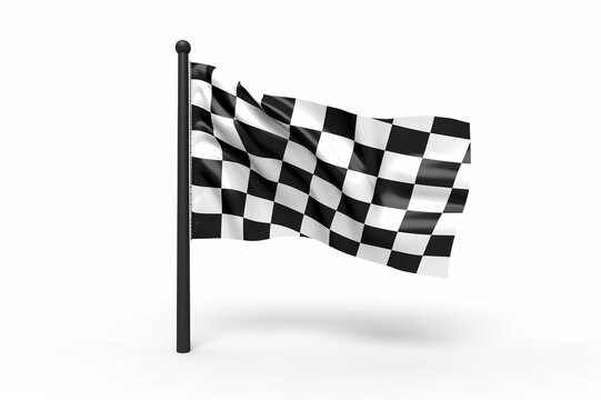 Bandera de meta de cuadros blancos y negros con fondo blanco