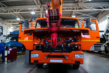 Trucks repair in car service.