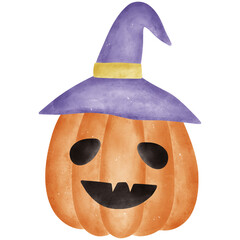 Watercolor Halloween Cartoon Pumpkin Ghost