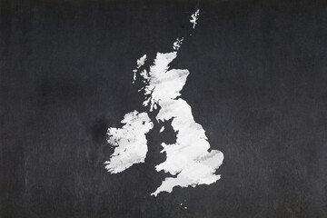 The map of the British Isles drawn on a blackboard