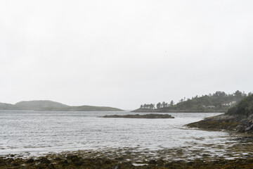 Scottish landscape on the way from Ullapool to lochinver during a rainy day, Scotland