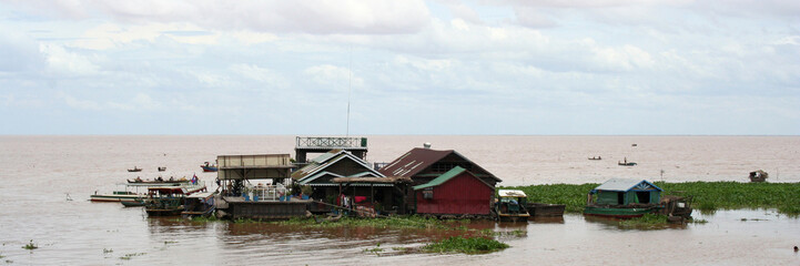 Floating village on the Tonle Sap Lake in Cambodia