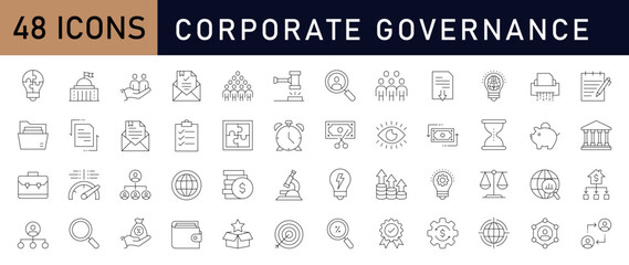Fototapeta na wymiar Set of corporate governance icons set. corporate governance icons collection with editable stroke vector illustration with business, management, strategy, investment, environmental, financial, develop