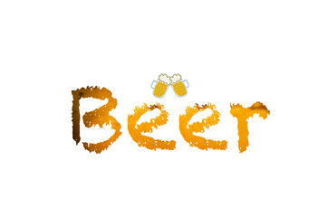 ビール背景Beer文字と乾杯イラスト