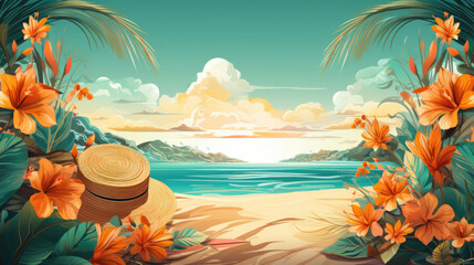 Fototapeta na wymiar a paradise beach in the caribbean. summer vacation concept. Generative AI