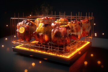 Skewered meats and vegetables for outdoor cooking Fictional Character Created By Generative AI
