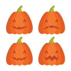 Set pumpkins with different smiles, Halloween symbol. halloween pumpkin set