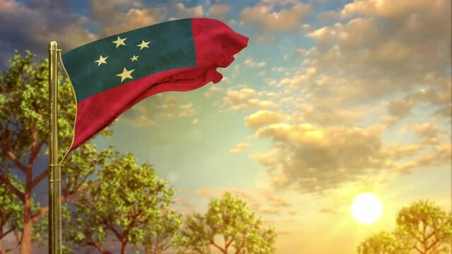 waving flag of Samoa at sunset for national celebration