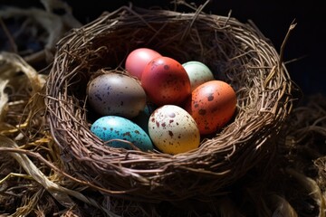Colorful Easter Eggs in a Nest