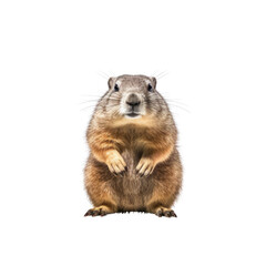 A cute groundhog standing on its hind legs in the wilderness. Isolated background. Transparent PNG. Generative AI