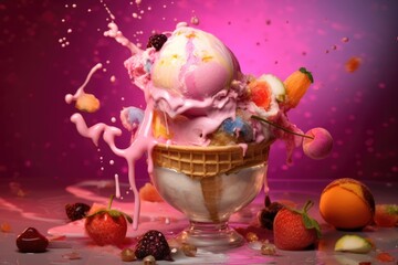 Obraz na płótnie Canvas Exploding Ice Cream Cone