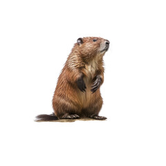Fototapeta premium A cute groundhog sitting upright in the wild. Isolated background. Transparent PNG. Generative AI