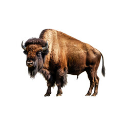 A majestic bison standing proudly in the darkness. Isolated background. Transparent PNG. Generative AI