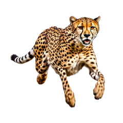 A cheetah in full sprint against a isolated background. Isolated background. Transparent PNG. Generative AI
