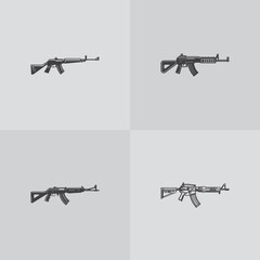 silhouette weapons icon automatic rifle set