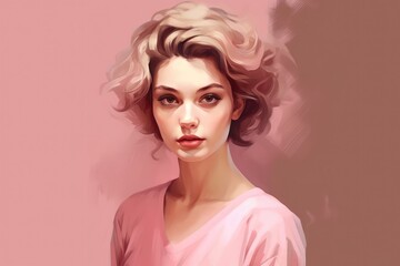 Beautiful woman with pink hair Fictional Character Created By Generative AI.
