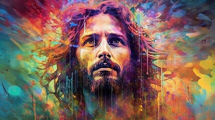 Conceptual representation of jesus and god. Generative AI