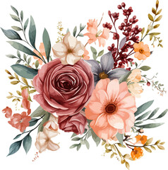 Watercolor floral background, AI Generate